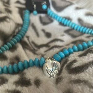 Paparazzi Blue and Silver Necklace with Heart Pendant